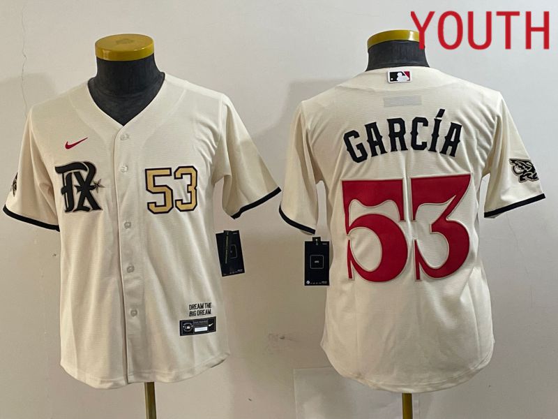Youth Texas Rangers #53 Garcia Cream City Edition 2024 Nike Game MLB Jersey style 3